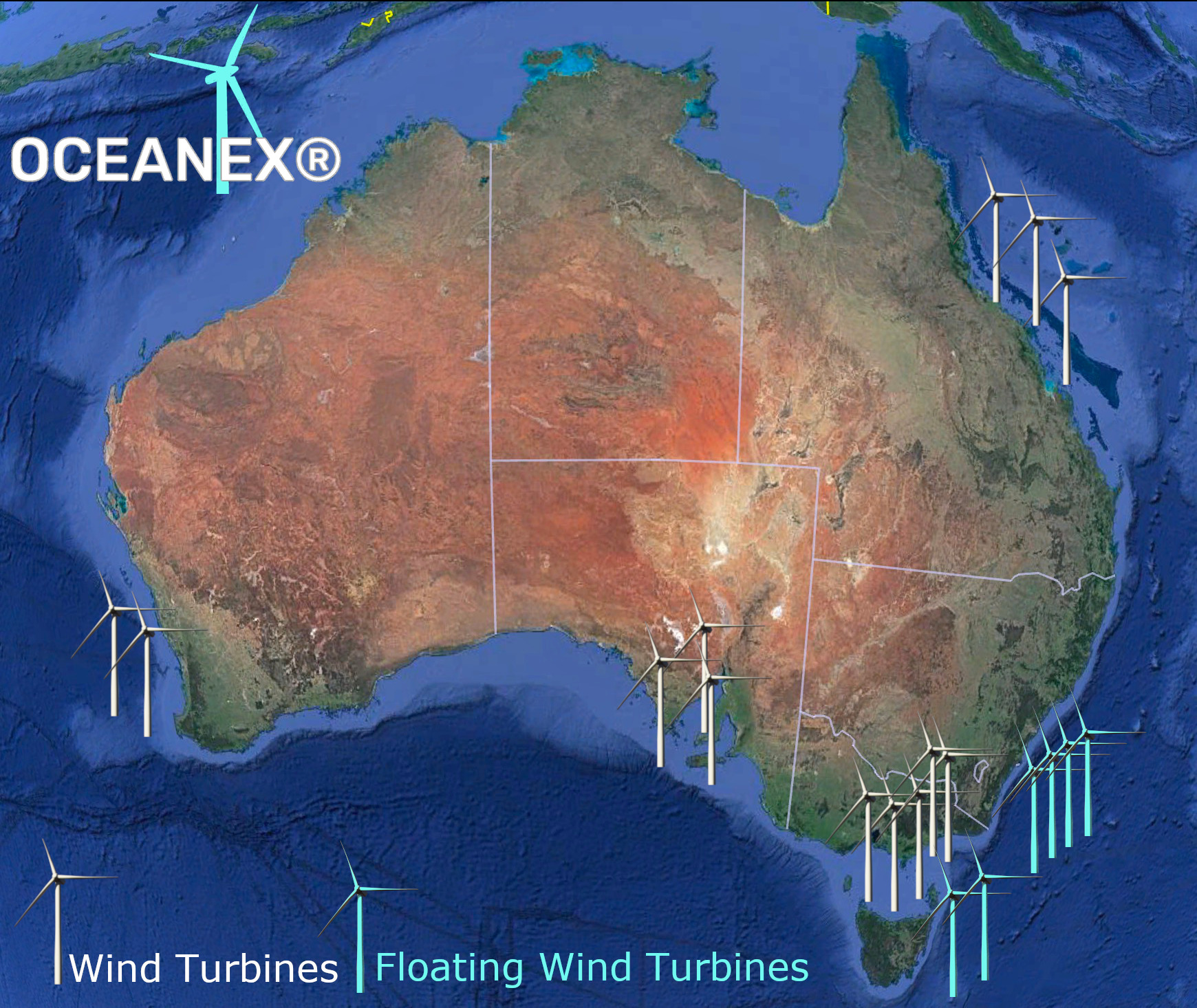 Wind turbine Australia Project locations OCEANEX
